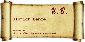 Ulbrich Bence névjegykártya